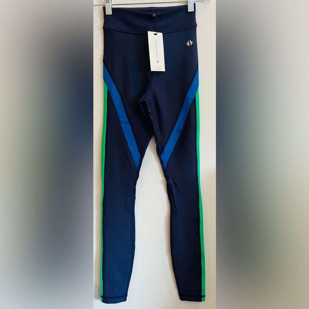 THRIVE SOCIETE Womens Perform ance Blocked Out Legging (Green, X- Small)